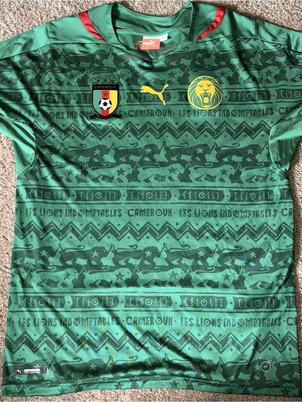 Puma Green and Yellow Cameroon Football Jersey